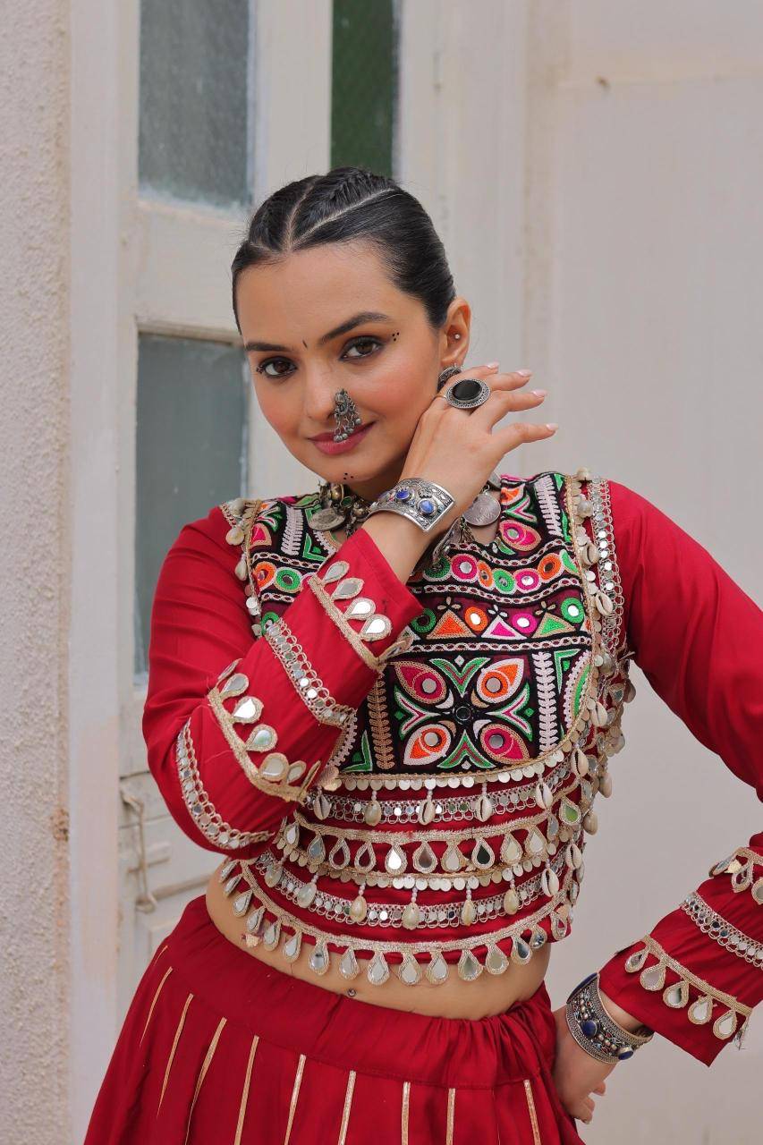 NAVRATRI LW 7145 Roman Red Party wear lehenga choli supplier